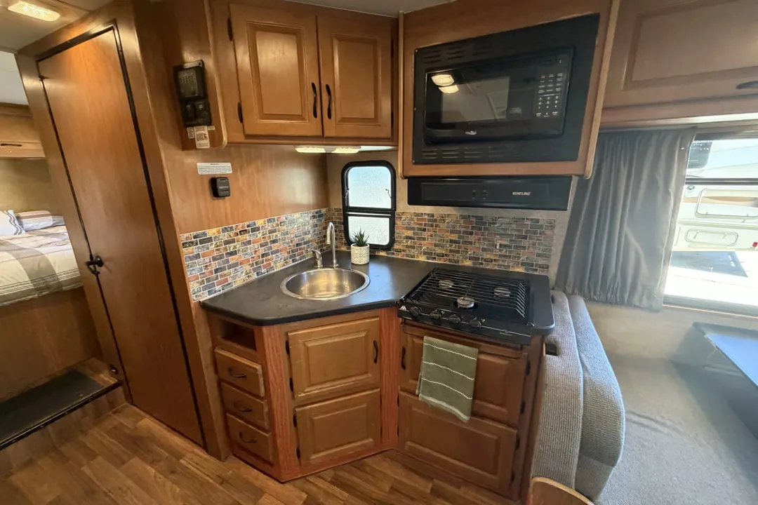 The galley and cabinets in a 2016 Forest River Majestic