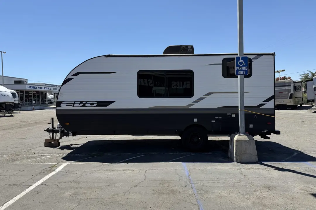 Side view of a 2024 Forest River Evo travel trailer